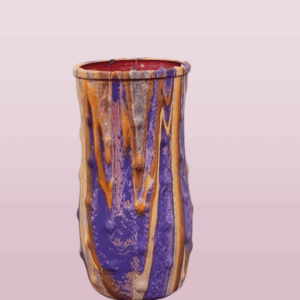 DECORATIVE ORANGE/PURPLE VASE
